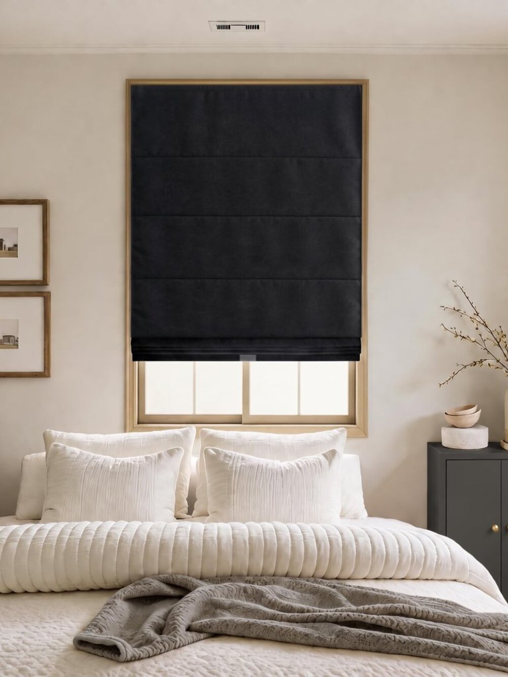 Decleaf Blackout Cordless Roman Shades for Indoor Windows, Chenille Fabric